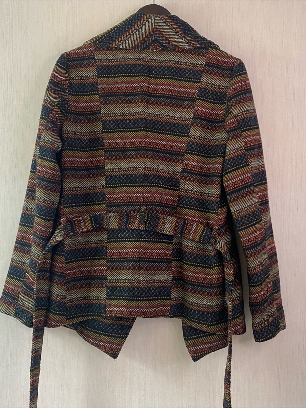 Jack by BB Dakota Women’s Multicolor Striped Belt Wrap Lined Jacket Medium - Picture 2 of 7